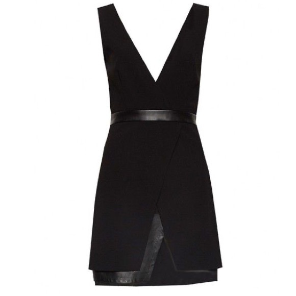 Alice + Olivia Brice layered lamb leather silk black mini sleeveless dress nwt 2 - Picture 7 of 13